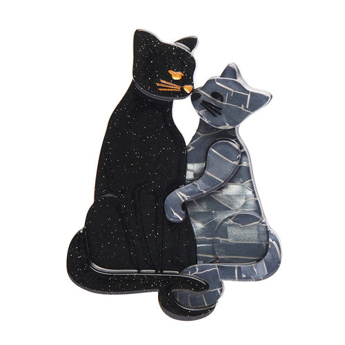 Feline Embrace Brooch - Erstwilder - Quirky Resin and Enamel Accessories