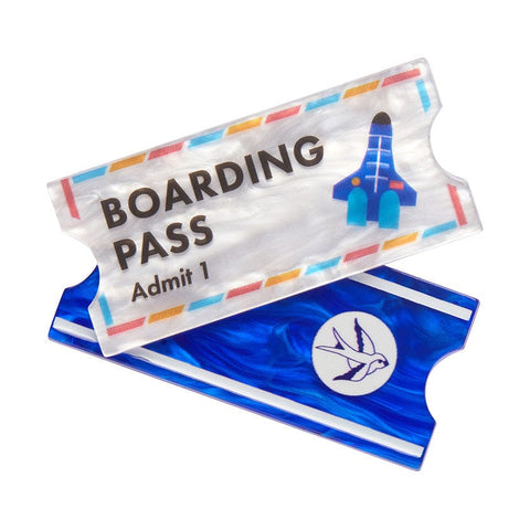 Boarding Pass Brooch  -  Erstwilder  -  Quirky Resin and Enamel Accessories