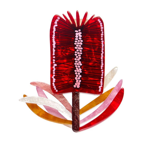 Burgundy Brush Brooch  -  Erstwilder  -  Quirky Resin and Enamel Accessories