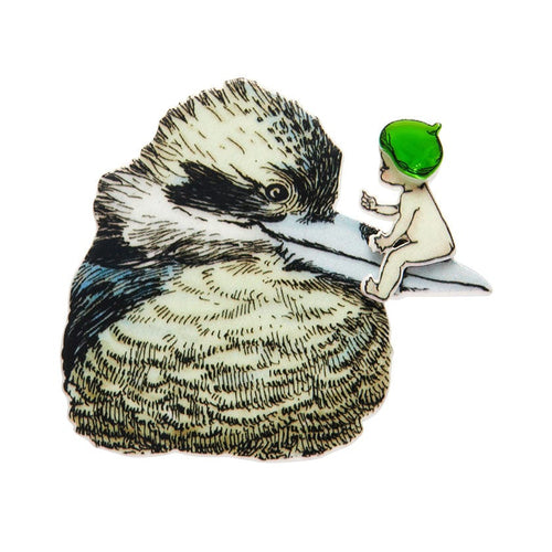 Mrs. Kookaburra Brooch  -  Erstwilder  -  Quirky Resin and Enamel Accessories