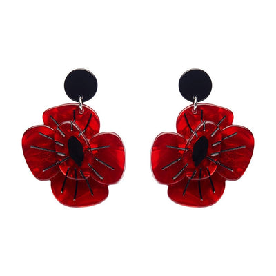 Remembrance Poppy Drop Earrings