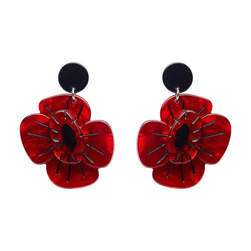 Erstwilder Remembrance Poppy Drop Earrings AF1EG01