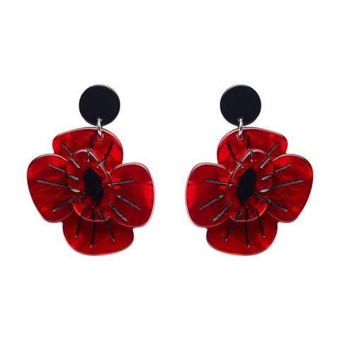 Erstwilder Remembrance Poppy Drop Earrings AF1EG01