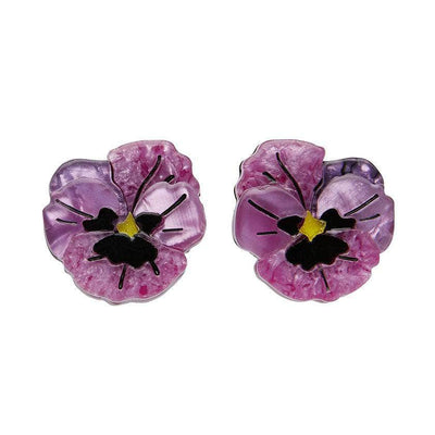 On Sleeping Eyelids Pansy Earrings