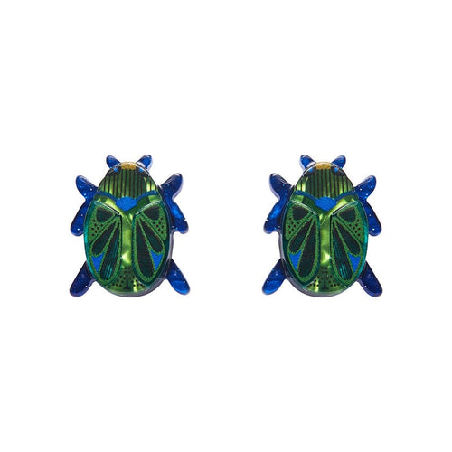 Luck of the Beetle Earrings  -  Erstwilder  -  Quirky Resin and Enamel Accessories