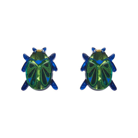 Luck of the Beetle Earrings  -  Erstwilder  -  Quirky Resin and Enamel Accessories