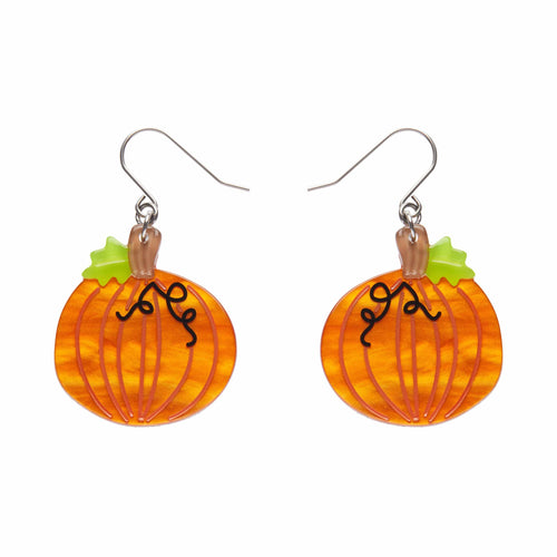Midnight Magic Pumpkin Drop Earrings  -  Erstwilder  -  Quirky Resin and Enamel Accessories