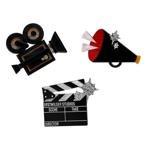 Erstwilder Lights, Camera, Action Brooch Set BH6841-7080