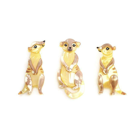Erstwilder Three's a Manner Meerkat Brooch Set BH6736-6090