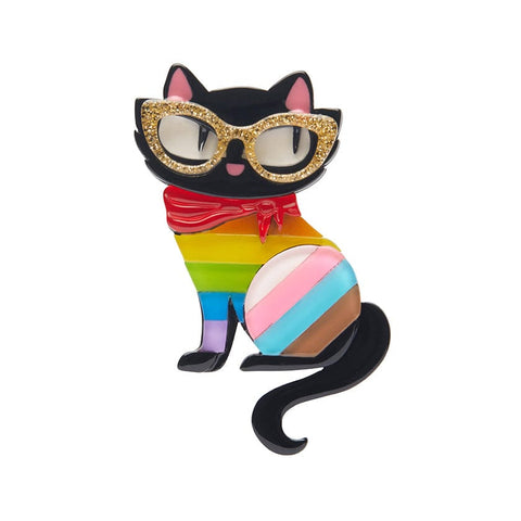 Erstwilder Pride & Joy Elissa the Rainbow Cat Brooch AD1BH09